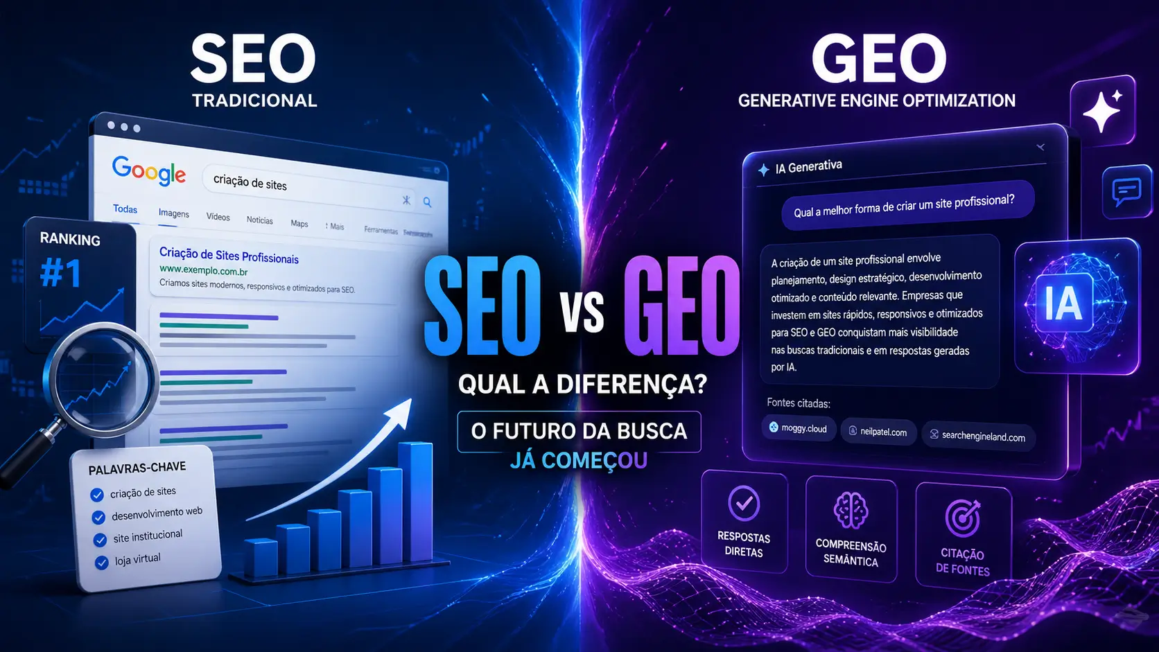 SEO vs GEO: qual é a diferença e por que isso muda o futuro dos sites